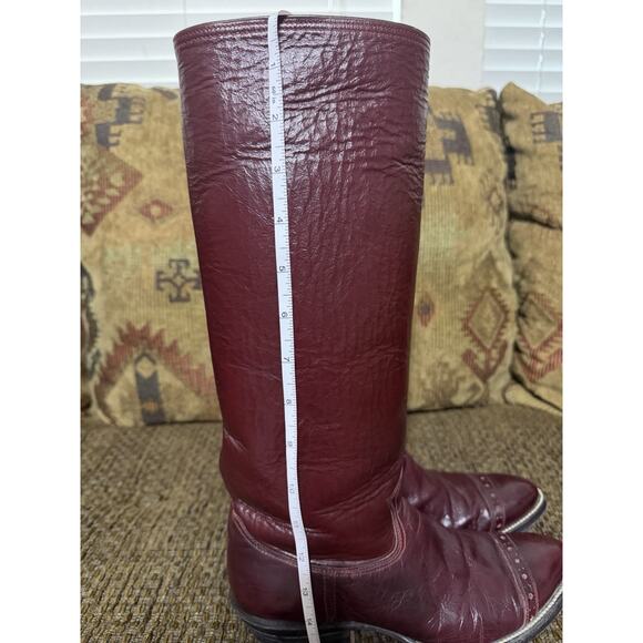 Vintage Western Boots Red Cherry Leather Cats Paw Neoprene W-7-7.5 M- 5.5-6 main image 11